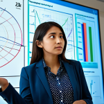 A focused professional mathematician, fully clothed in a modest blazer and collared shirt, stands in a brightly lit, modern academic setting. Behind her, a large digital display showcases a complex mathematical visualization: a swirling, colorful 3D graph representing an implicit function with intricate contour lines. Her hand, with well-formed fingers, holds a stylized, glowing magnifying glass over a small, specific section of the graph, visually emphasizing a subtle, locally linear segment. The expression on her face indicates deep contemplation and a moment of breakthrough understanding. The background features blurred whiteboards with complex equations, hinting at abstract thought. This is a high-resolution, professional photography image, demonstrating perfect anatomy, correct proportions, natural pose, natural body proportions, safe for work, appropriate content, fully clothed, professional dress.